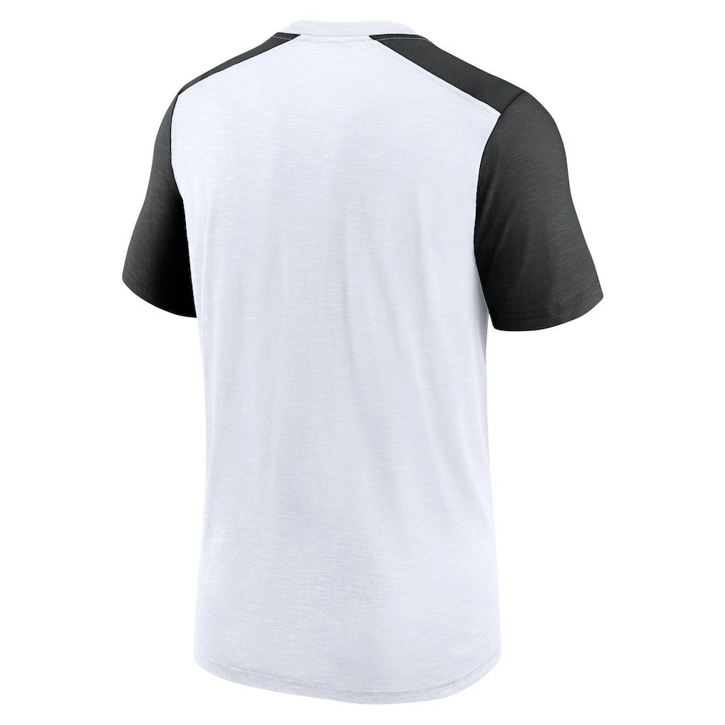 New Orleans Saints Color Block Team Name T-Shirt White/Heathered Black | Nike for Sale