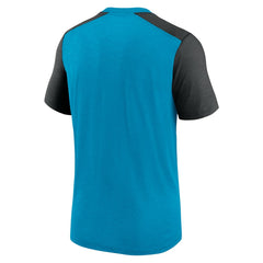 Carolina Panthers Color Block Team Name T-Shirt Heathered Blue/Heathered Black | Nike for Sale