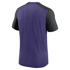 Baltimore Ravens Color Block Team Name T-Shirt Heathered Purple/Heathered Black | Nike for Sale