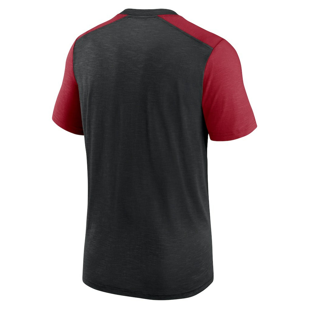 Arizona Cardinals Color Block Team Name T-Shirt Heathered Black/Heathered Cardinal | Nike for Sale