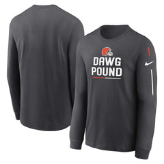Cleveland Browns Team Slogan Long Sleeve T-Shirt Anthracite | Nike for Sale