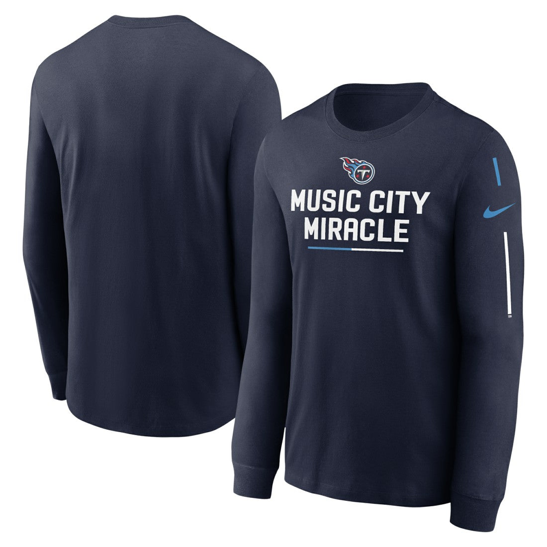 Tennessee Titans Team Slogan Long Sleeve T-Shirt Navy | Nike for Sale