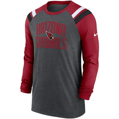 Arizona Cardinals Tri-Blend Raglan Athletic Long Sleeve Fashion T-Shirt Heathered Charcoal/Cardinal | Nike for Sale