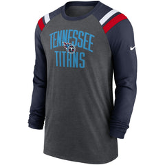 Tennessee Titans Tri-Blend Raglan Athletic Long Sleeve Fashion T-Shirt Heathered Charcoal/Navy | Nike for Sale