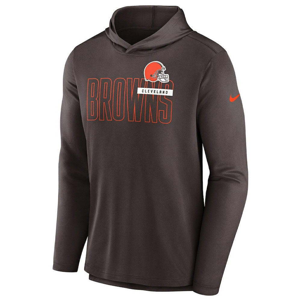 Cleveland Browns Lightweight Performance Hooded Long Sleeve T-Shirt Brown | Nike for Sale