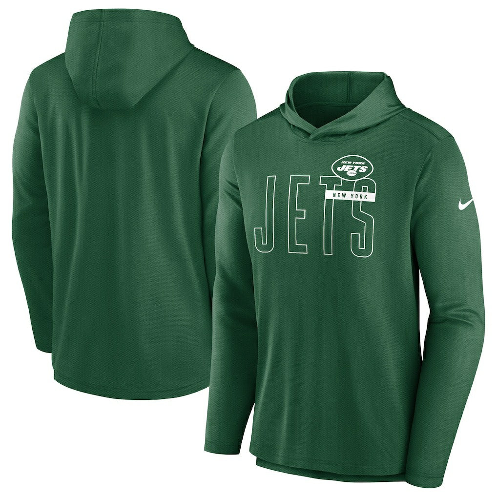 New York Jets Lightweight Performance Hooded Long Sleeve T-Shirt Green | Nike for Sale
