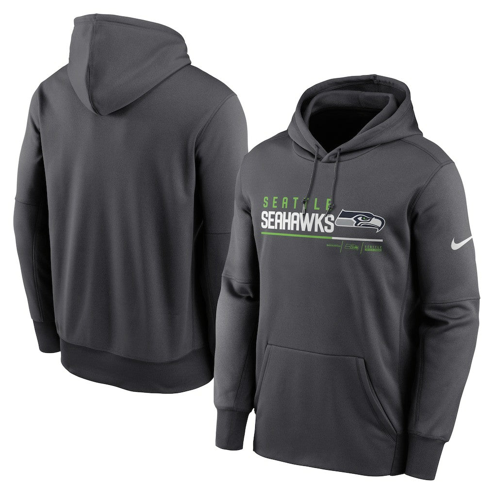 Seattle Seahawks Prime Logo Name Split Pullover Hoodie Anthracite | Nike for Sale