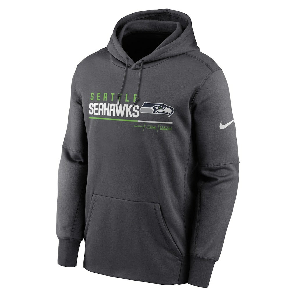 Seattle Seahawks Prime Logo Name Split Pullover Hoodie Anthracite | Nike for Sale