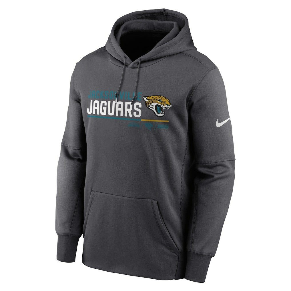 Jacksonville Jaguars Prime Logo Name Split Pullover Hoodie Anthracite | Nike for Sale