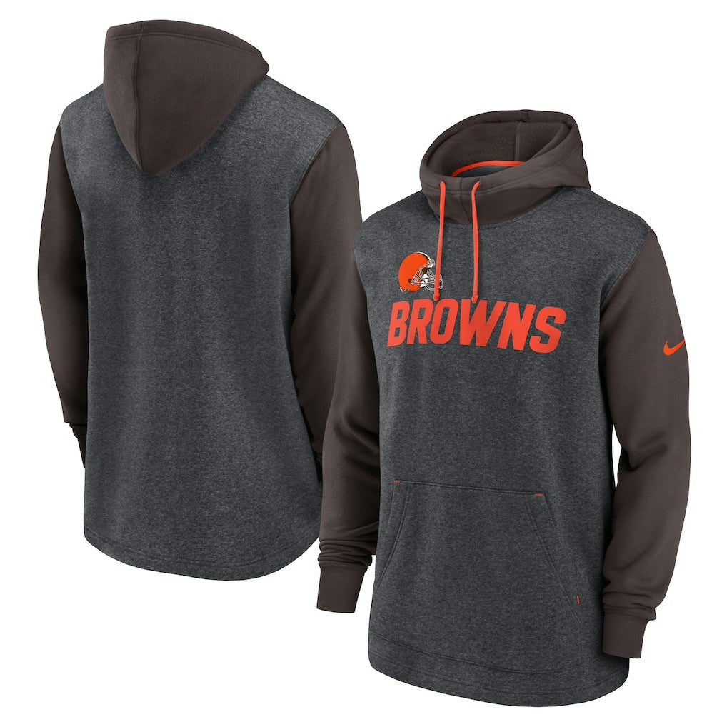 Cleveland Browns Surrey Legacy Pullover Hoodie Heathered Charcoal/Brown | Nike for Sale
