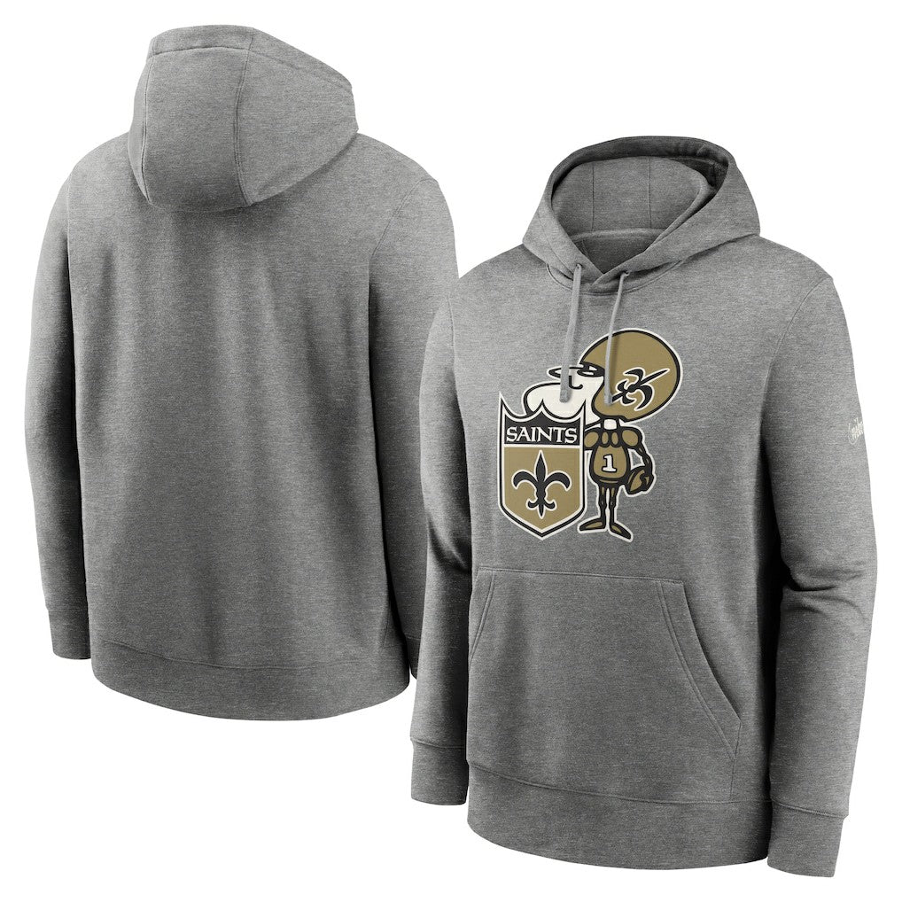 New Orleans Saints Rewind Club Fleece Pullover Hoodie Heathered Gray | Nike for Sale