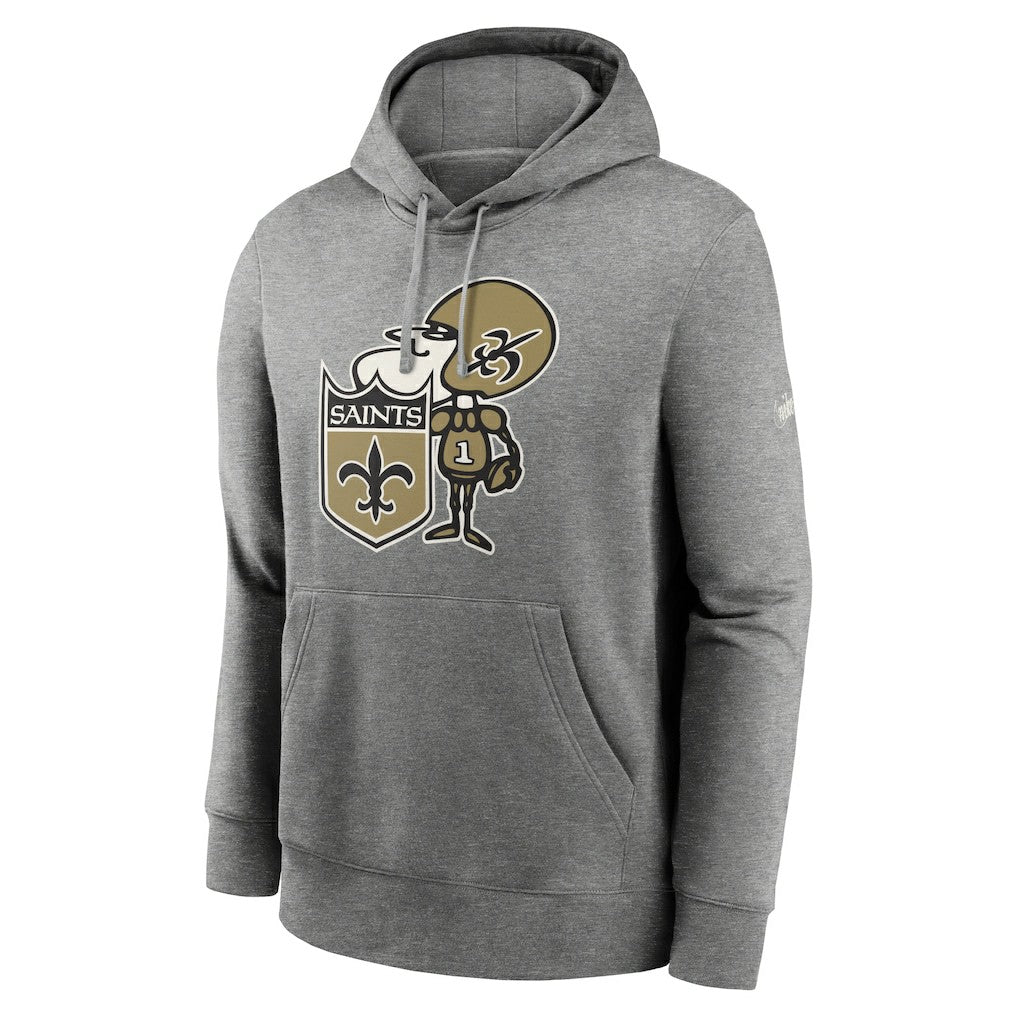 New Orleans Saints Rewind Club Fleece Pullover Hoodie Heathered Gray | Nike for Sale