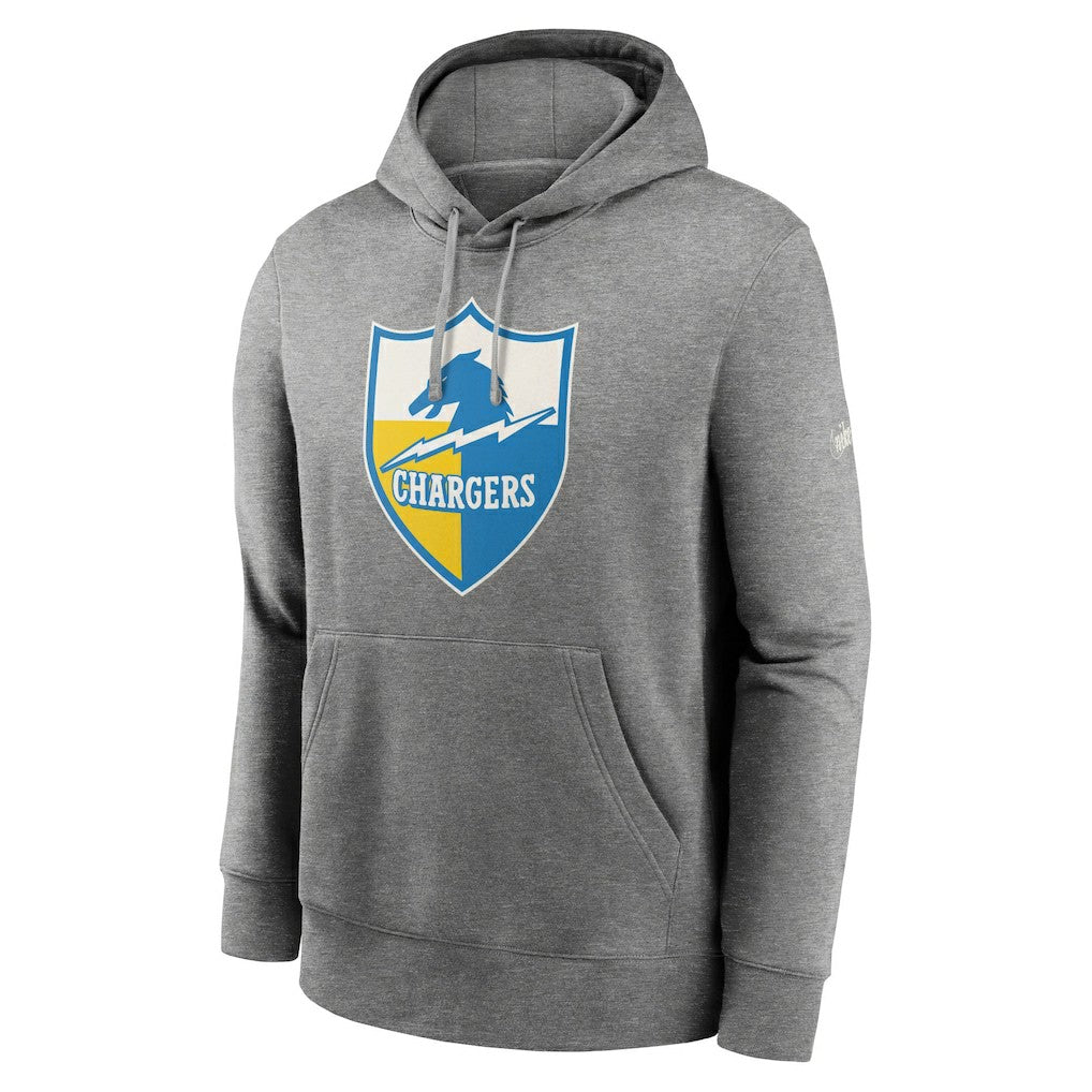 Los Angeles Chargers Rewind Club Fleece Pullover Hoodie Heathered Gray | Nike for Sale