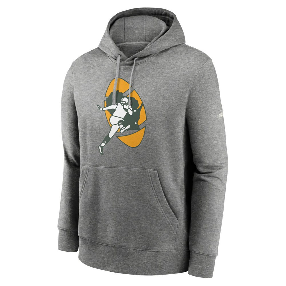 Green Bay Packers Rewind Club Fleece Pullover Hoodie Heathered Gray | Nike for Sale