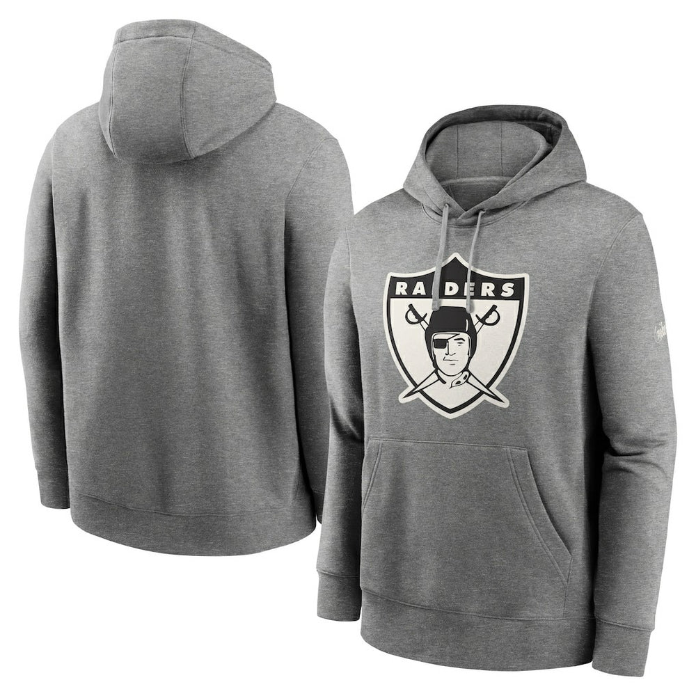 Oakland Raiders Rewind Club Fleece Pullover Hoodie Heathered Gray | Nike for Sale