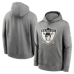 Oakland Raiders Rewind Club Fleece Pullover Hoodie Heathered Gray | Nike for Sale