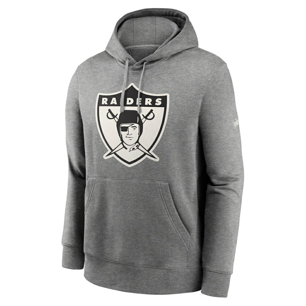 Oakland Raiders Rewind Club Fleece Pullover Hoodie Heathered Gray | Nike for Sale