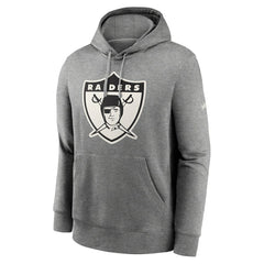 Oakland Raiders Rewind Club Fleece Pullover Hoodie Heathered Gray | Nike for Sale