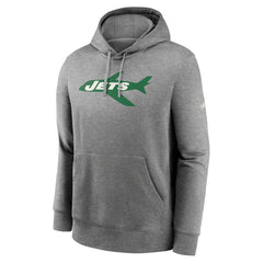 New York Jets Rewind Club Fleece Pullover Hoodie Heathered Gray | Nike for Sale