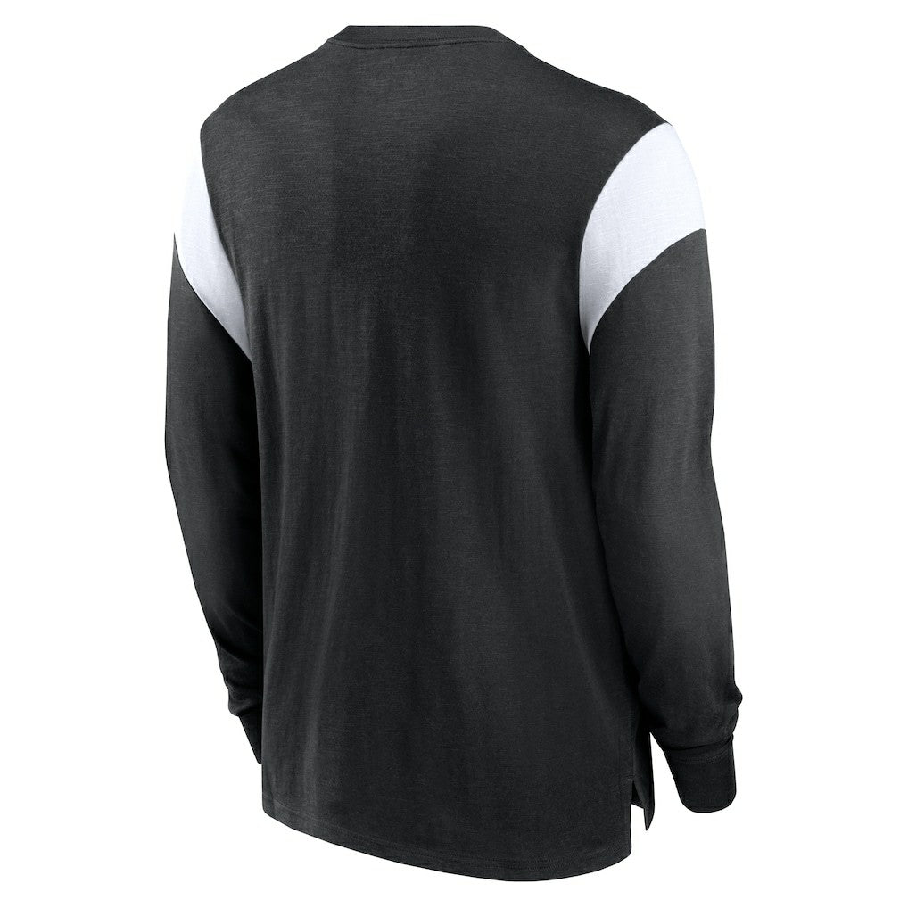 Oakland Raiders Rewind Playback Helmet Long Sleeve T-Shirt Heather Black | Nike for Sale
