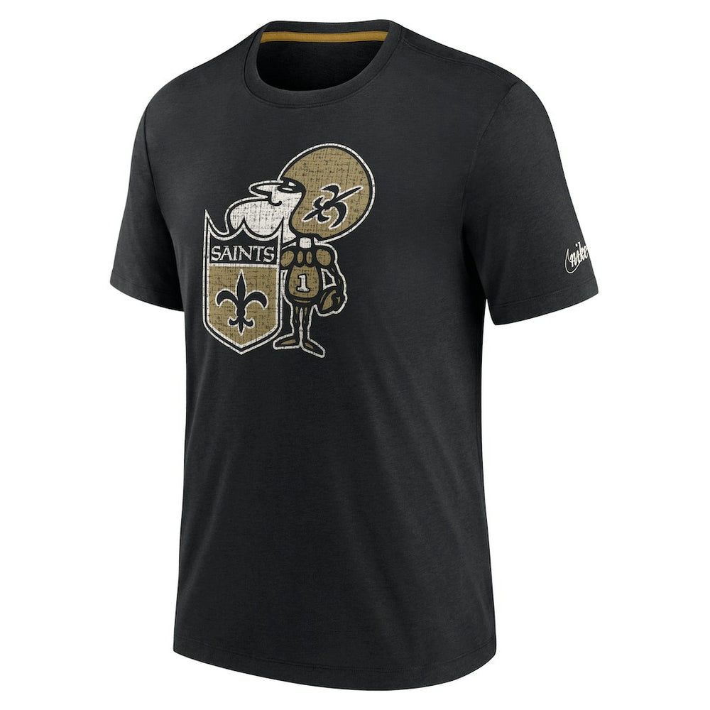 New Orleans Saints Rewind Playback Logo Tri-Blend T-Shirt Black | Nike for Sale