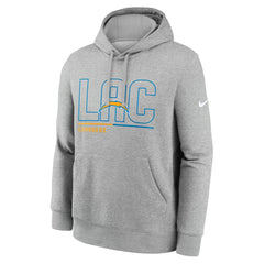 Los Angeles Chargers City Code Club Fleece Pullover Hoodie Heathered Gray | Nike for Sale