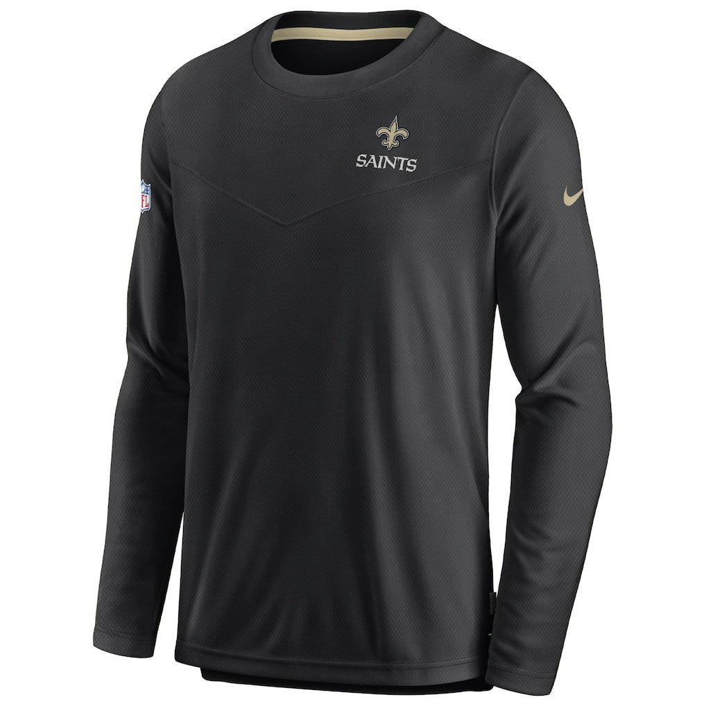 New Orleans Saints Sideline Lockup Performance Pullover Sweatshirt Black | Nike for Sale