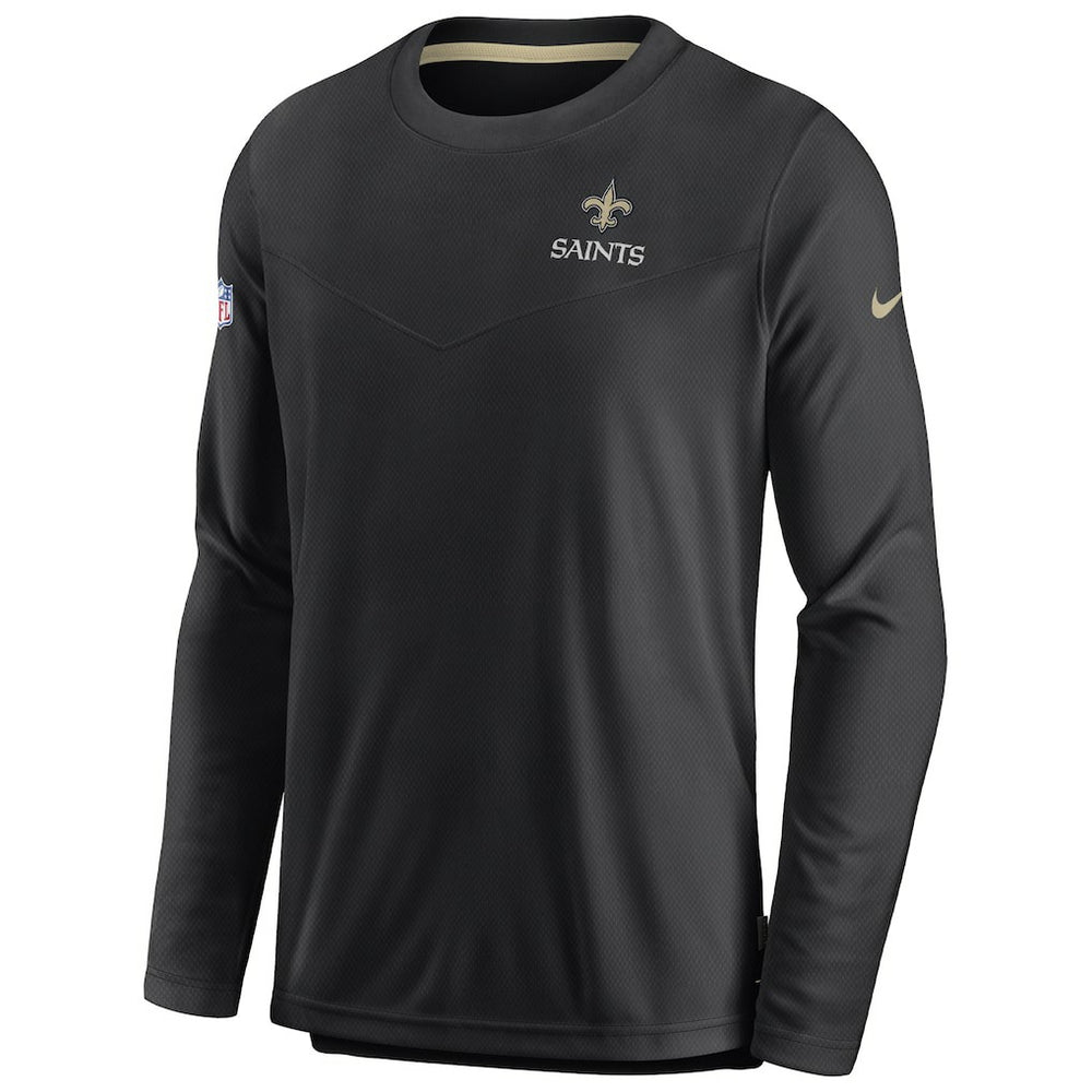 New Orleans Saints Sideline Lockup Performance Pullover Sweatshirt Black | Nike for Sale
