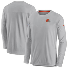 Cleveland Browns Sideline Lockup Performance Pullover Sweatshirt Gray | Nike for Sale