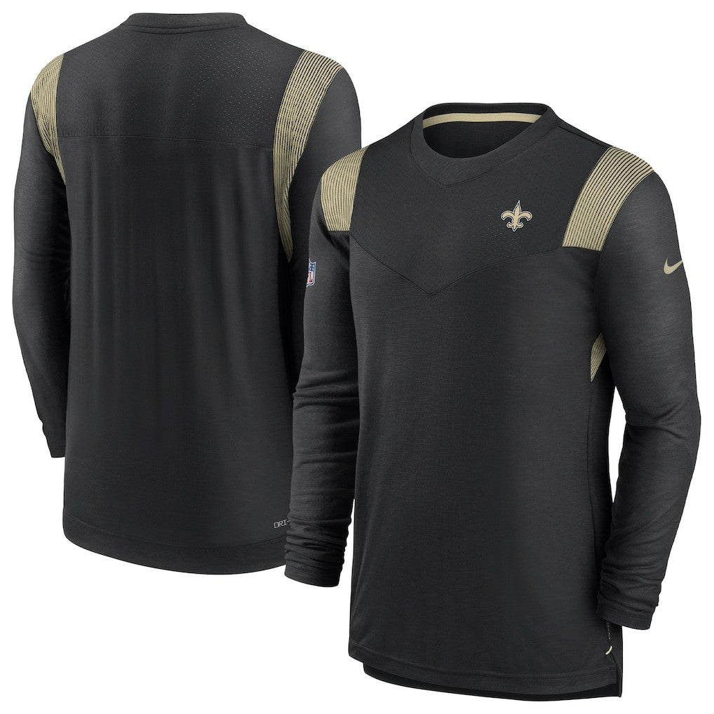 New Orleans Saints Sideline Tonal Logo Performance Player Long Sleeve T-Shirt Black | Nike for Sale