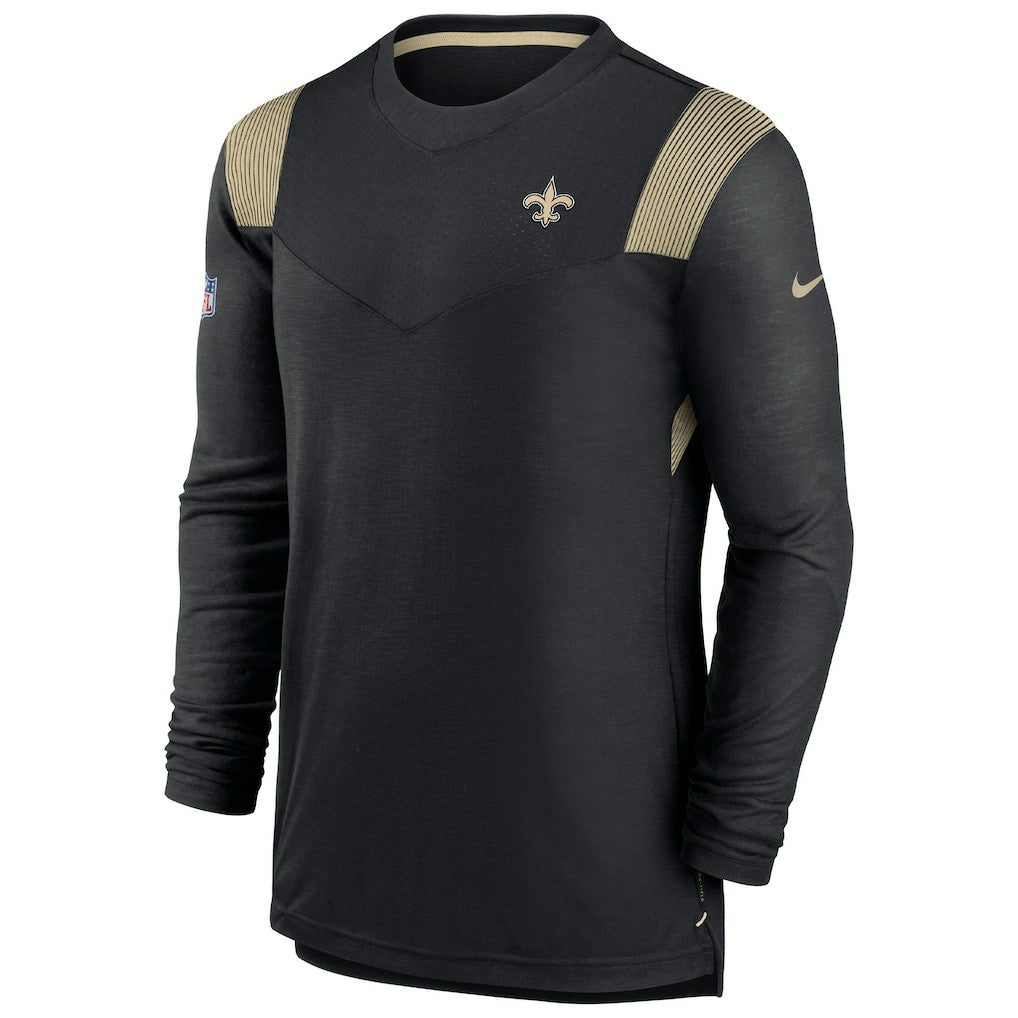 New Orleans Saints Sideline Tonal Logo Performance Player Long Sleeve T-Shirt Black | Nike for Sale