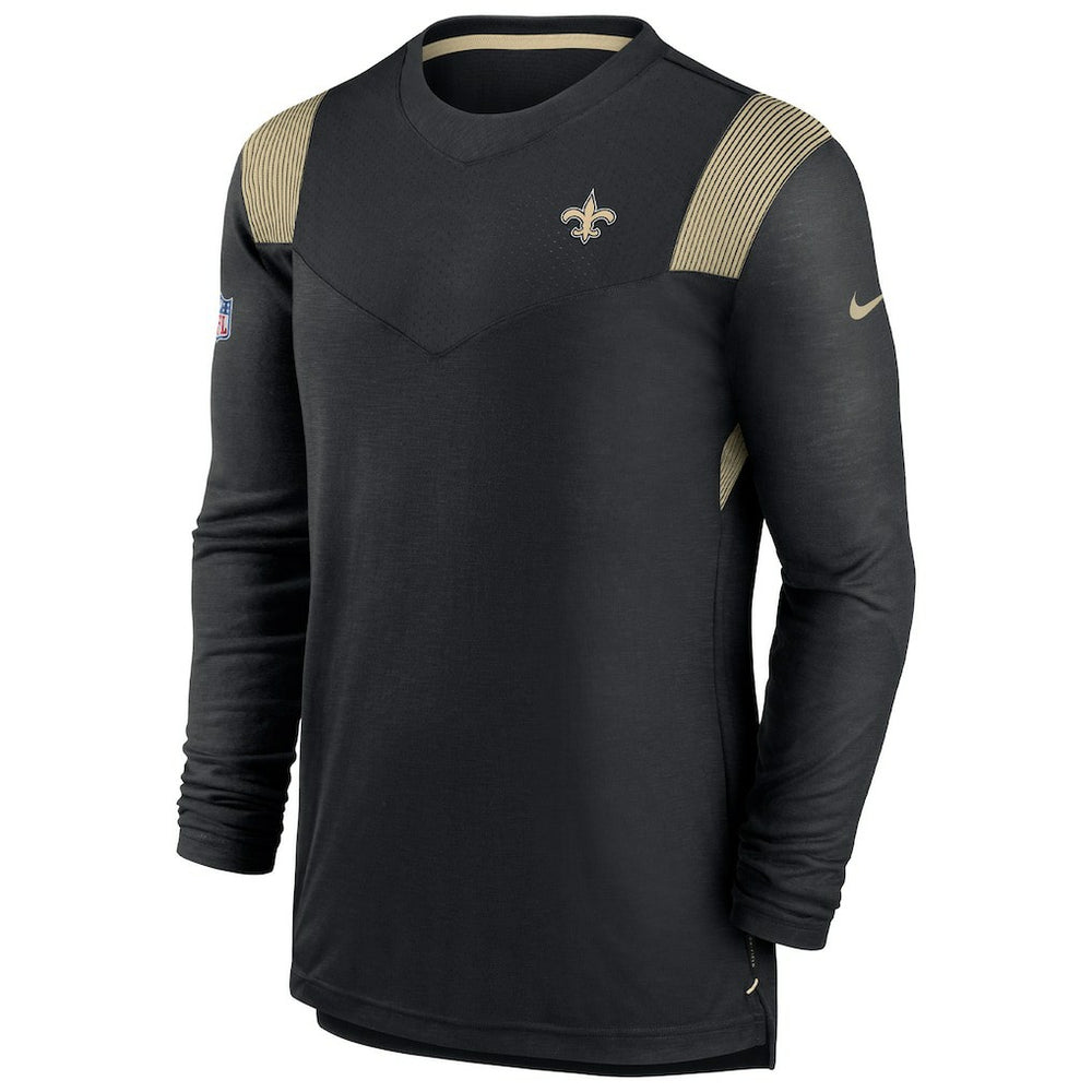 New Orleans Saints Sideline Tonal Logo Performance Player Long Sleeve T-Shirt Black | Nike for Sale
