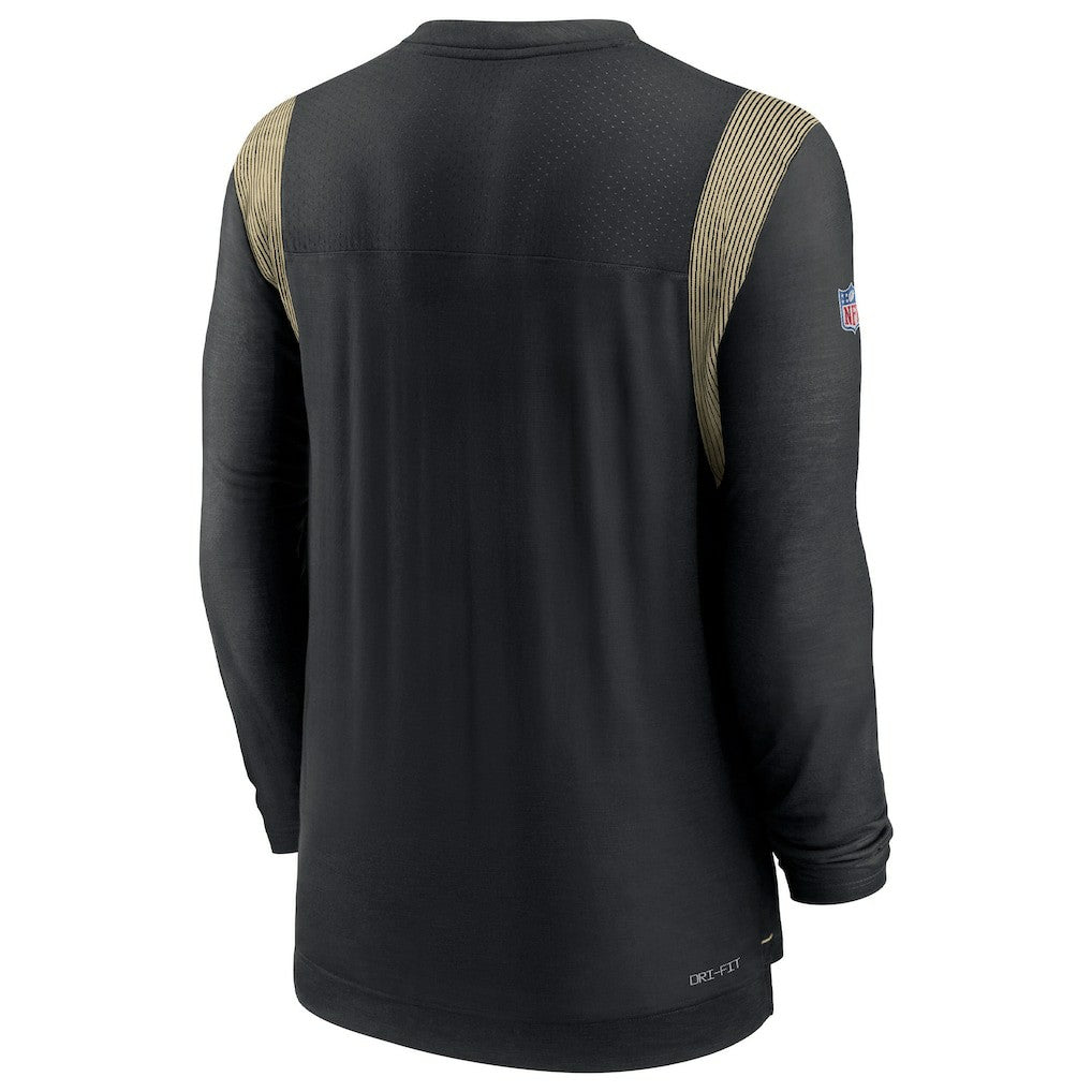New Orleans Saints Sideline Tonal Logo Performance Player Long Sleeve T-Shirt Black | Nike for Sale