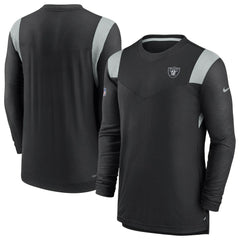 Las Vegas Raiders Sideline Tonal Logo Performance Player Long Sleeve T-Shirt Black | Nike for Sale