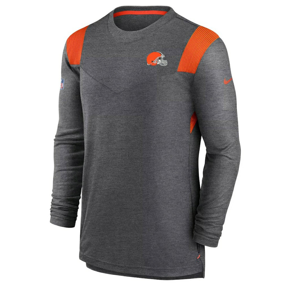 Cleveland Browns Sideline Tonal Logo Performance Player Long Sleeve T-Shirt Charcoal | Nike for Sale