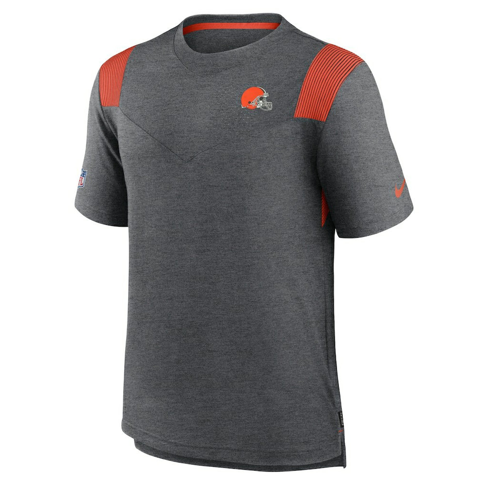 Cleveland Browns Sideline Tonal Logo Performance Player T-Shirt Heather Charcoal | Nike for Sale