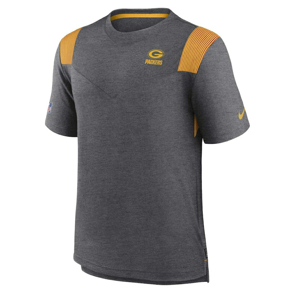 Green Bay Packers Sideline Tonal Logo Performance Player T-Shirt Heather Charcoal | Nike for Sale