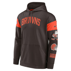 Cleveland Browns Brownie The Elf Sideline Athletic Arch Jersey Performance Pullover Hoodie Brown | Nike for Sale