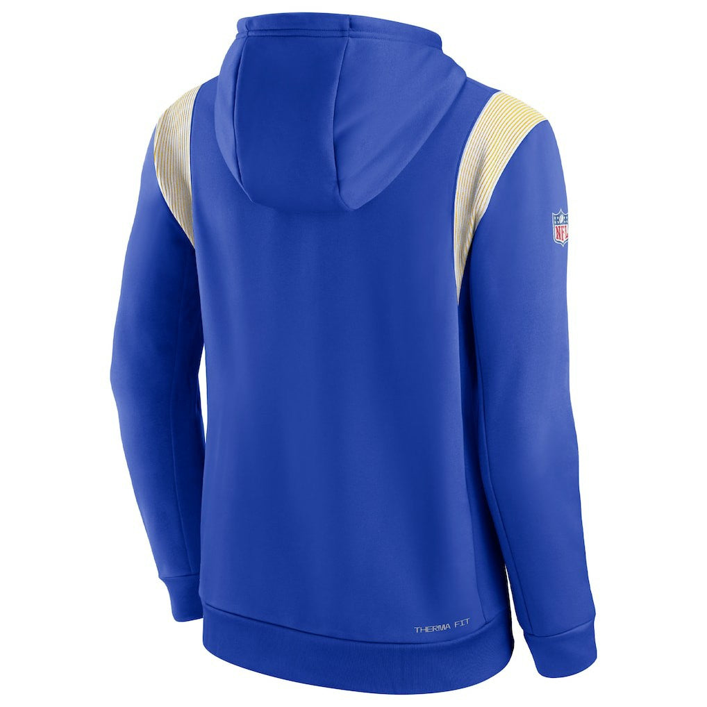 Los Angeles Rams Sideline Athletic Stack Performance Pullover Hoodie Royal | Nike for Sale