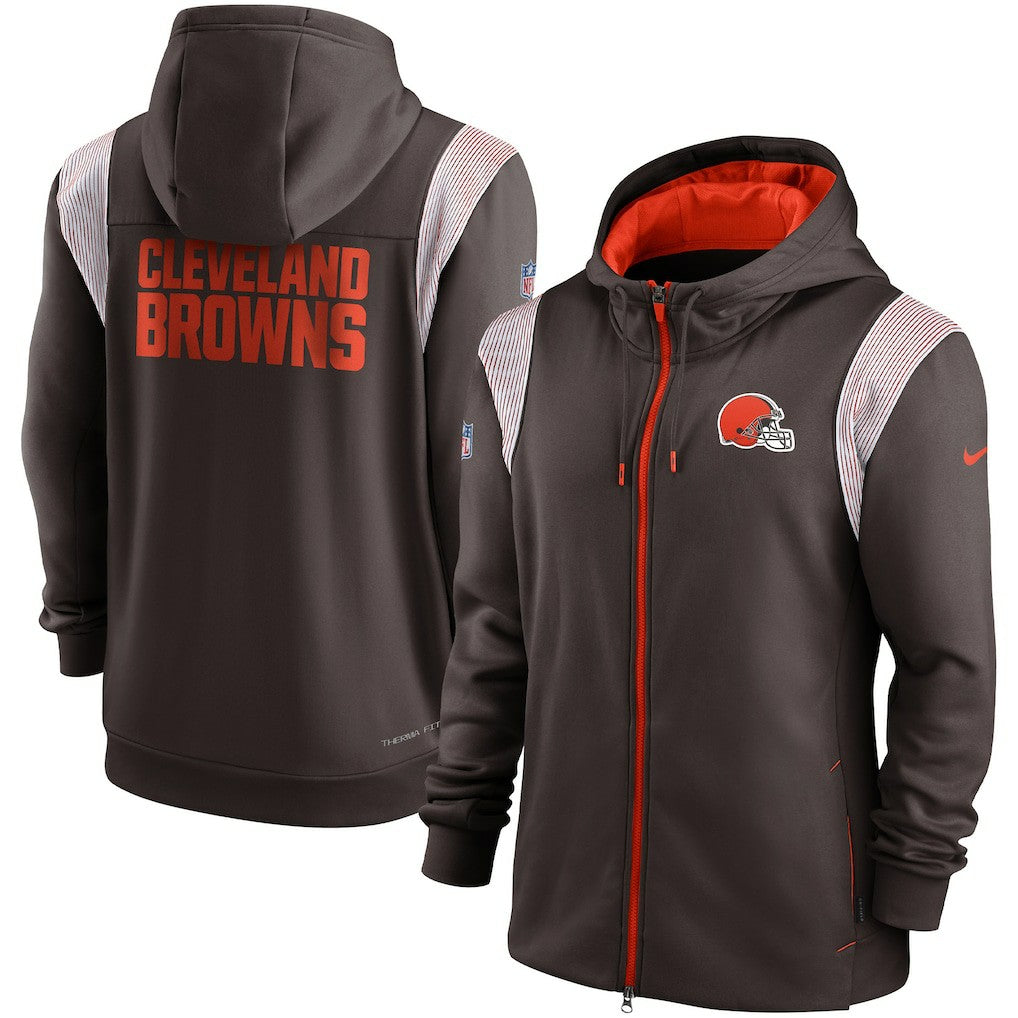 Cleveland Browns Performance Sideline Lockup Full-Zip Hoodie Brown | Nike for Sale