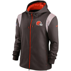 Cleveland Browns Performance Sideline Lockup Full-Zip Hoodie Brown | Nike for Sale