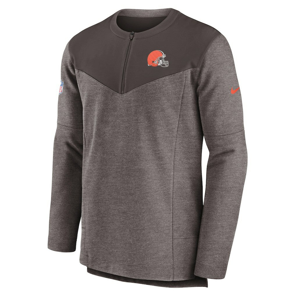 Cleveland Browns Sideline Lockup Performance Quarter-Zip Top Brown | Nike for Sale