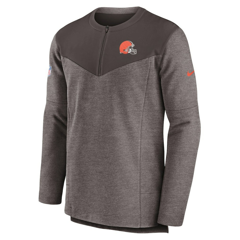 Cleveland Browns Sideline Lockup Performance Quarter-Zip Top Brown | Nike for Sale