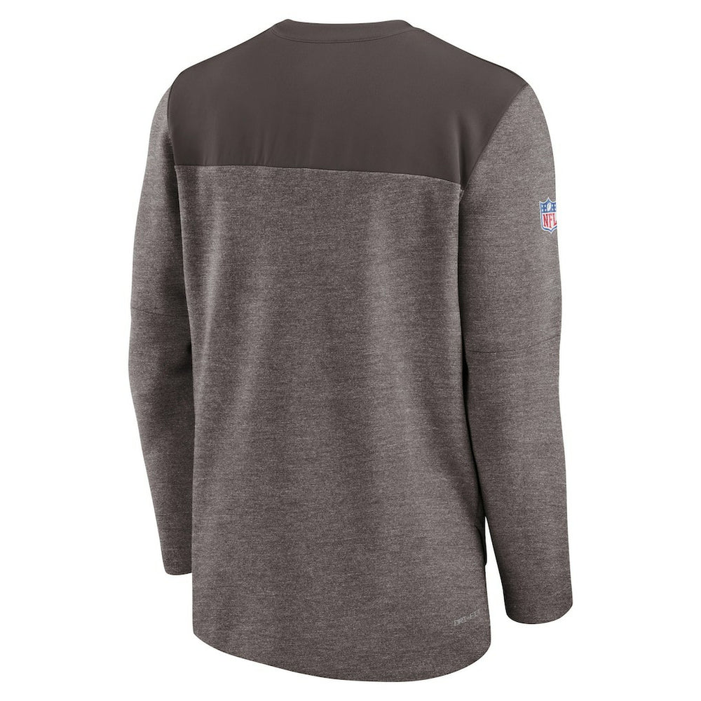 Cleveland Browns Sideline Lockup Performance Quarter-Zip Top Brown | Nike for Sale