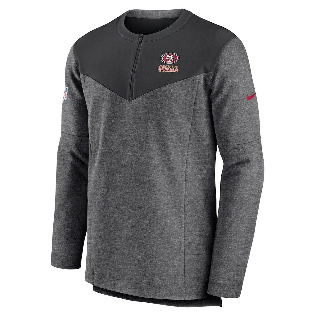 San Francisco 49ers Sideline Lockup Performance Quarter-Zip Top Charcoal | Nike for Sale