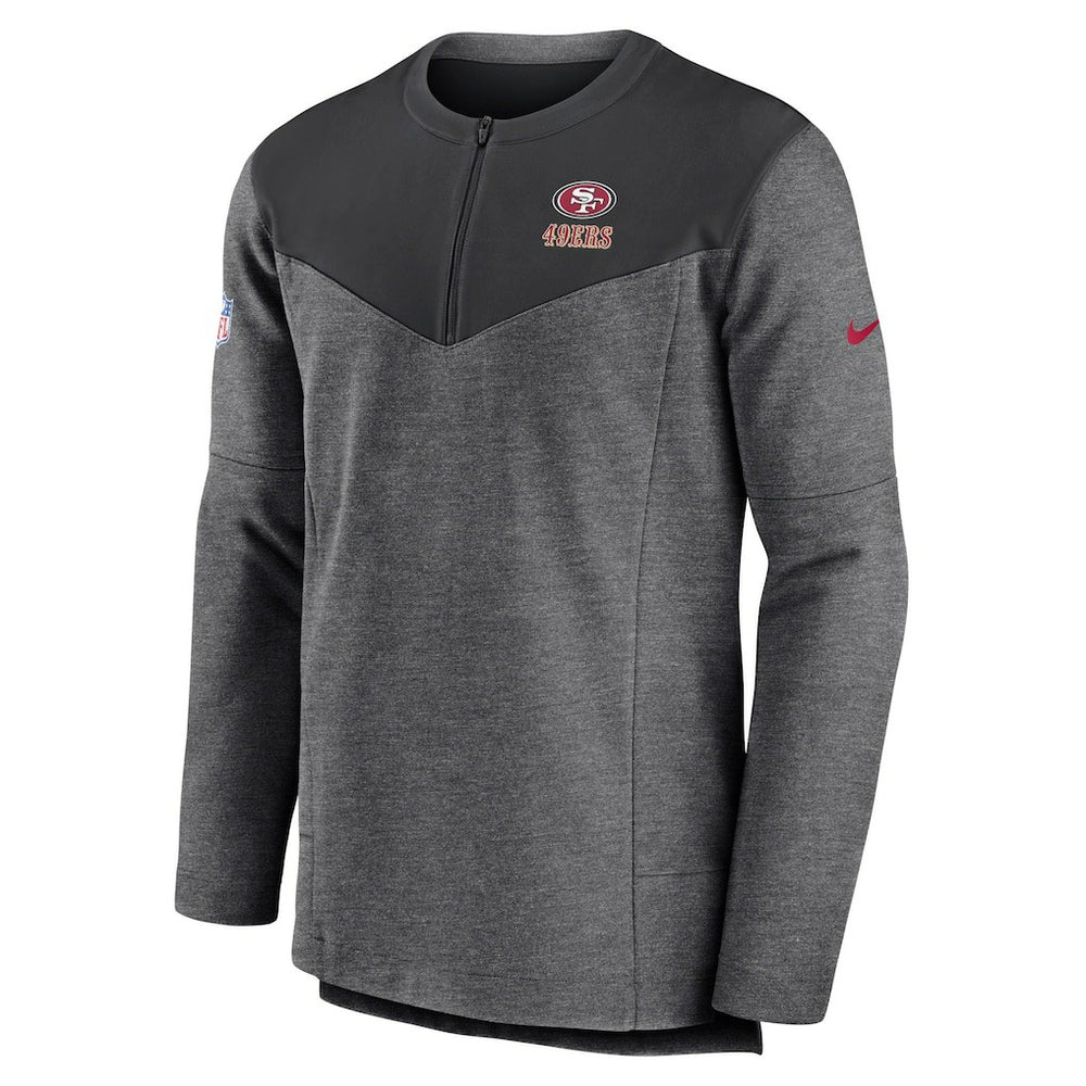 San Francisco 49ers Sideline Lockup Performance Quarter-Zip Top Charcoal | Nike for Sale