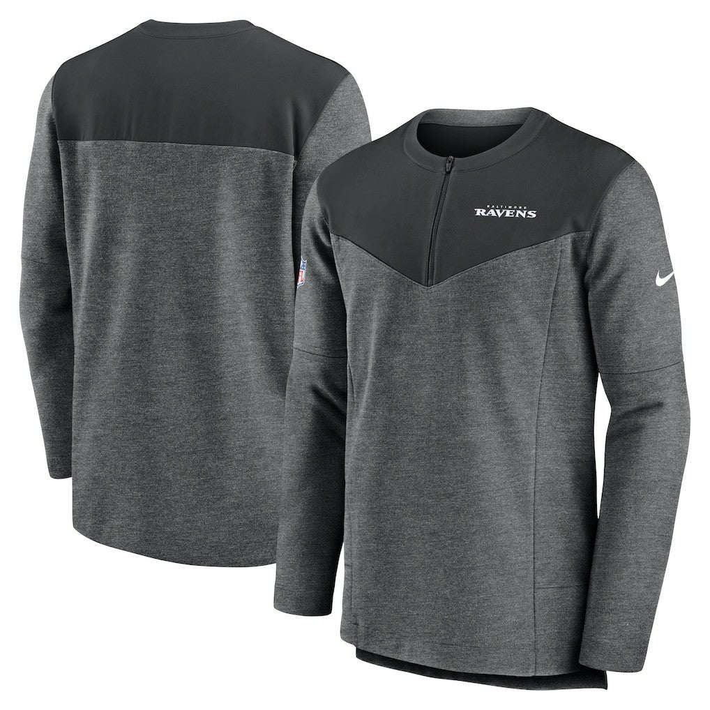 Baltimore Ravens Sideline Lockup Performance Quarter-Zip Top Charcoal | Nike for Sale