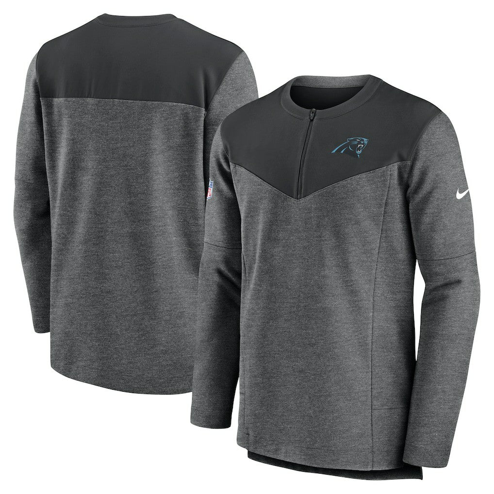 Carolina Panthers Sideline Lockup Performance Quarter-Zip Top Charcoal | Nike for Sale