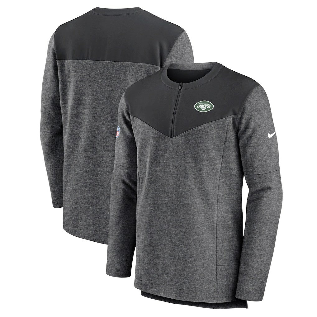 New York Jets Sideline Lockup Performance Quarter-Zip Top Charcoal | Nike for Sale