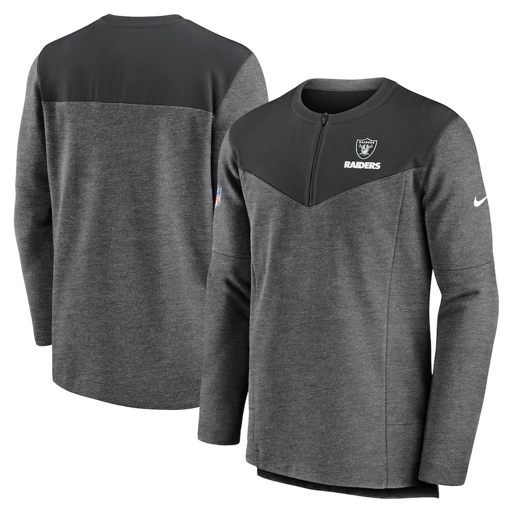 Las Vegas Raiders Sideline Lockup Performance Quarter-Zip Top Charcoal | Nike for Sale